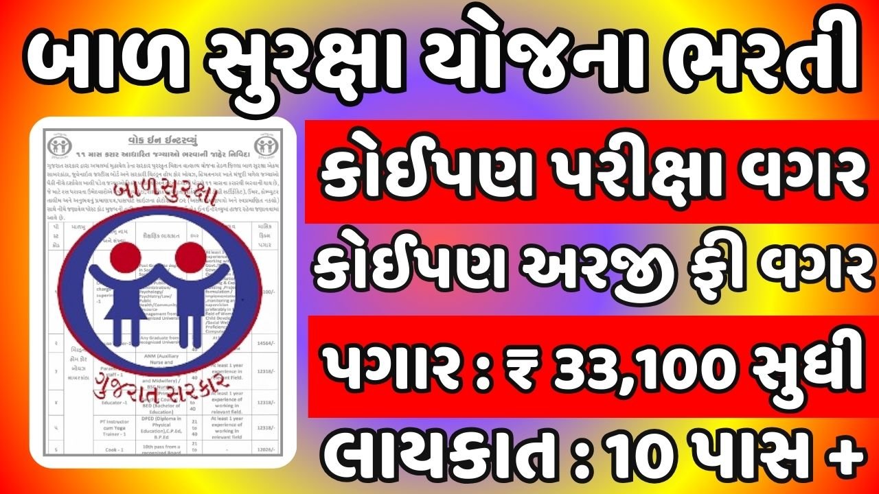 Gujarat Bal Suraksha Yojana Recruitment