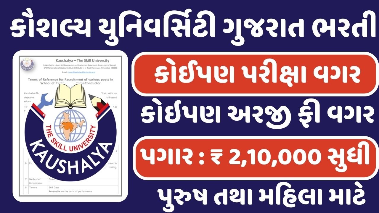 Kaushalya University Gujarat Recruitment