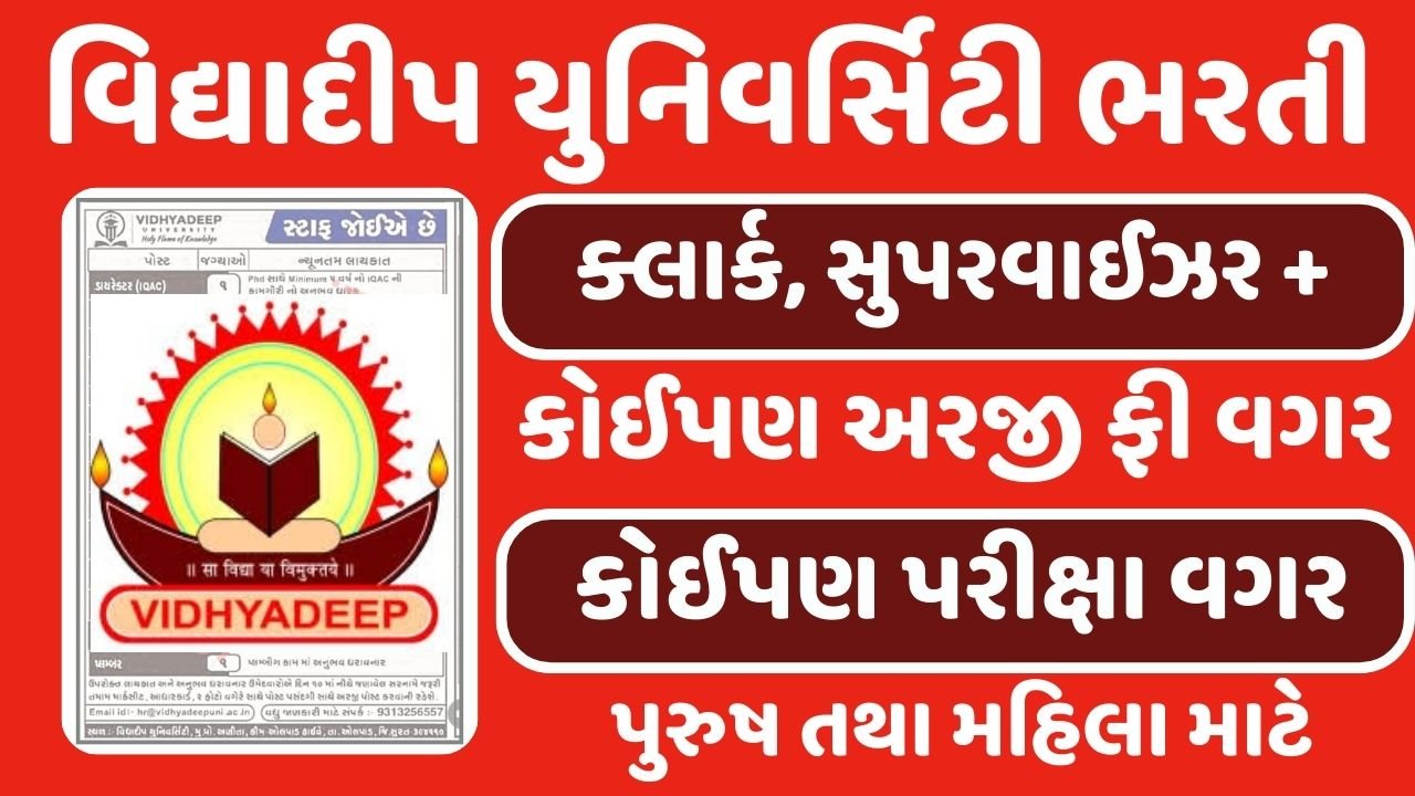 Vidhyadeep University Gujarat Recruitment